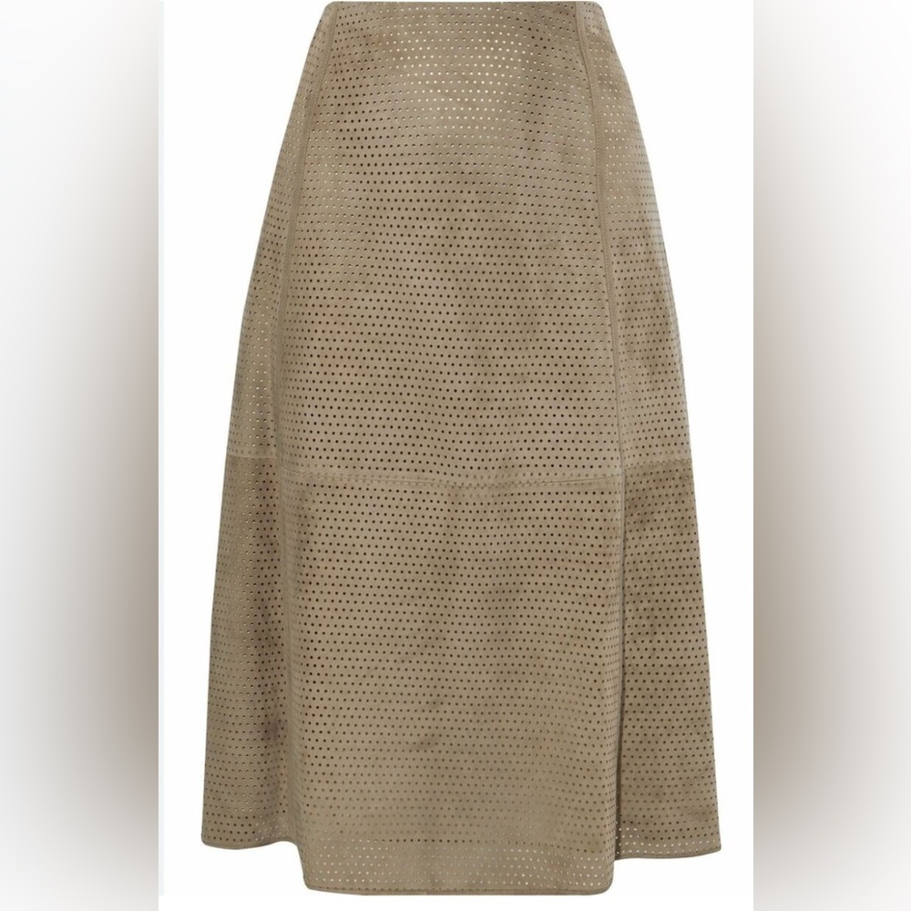 Theory size 2 perforated lamb skin midi skirt